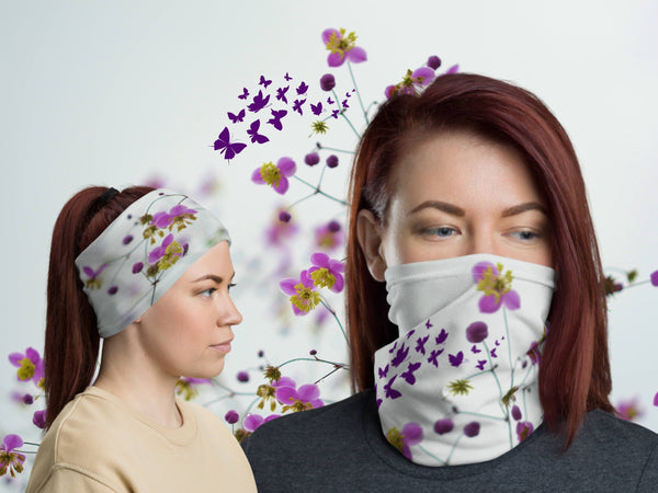 Butterfly & Purple Orchid | Gaiter Mask