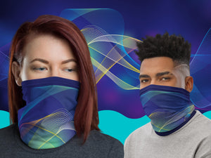 Blue Flowing Lines | Gaiter Mask