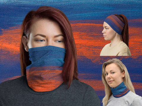 Blue orange abstract | Gaiter Mask