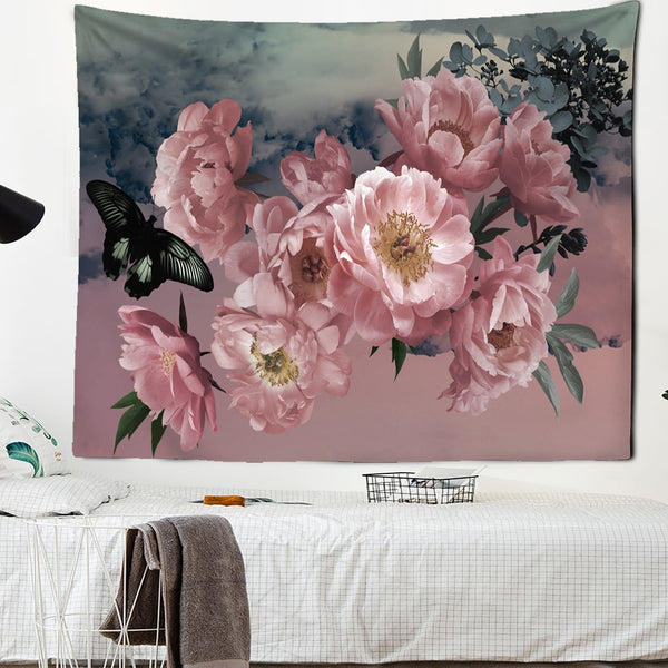 Flowers Wall Tapestry | Pink rosed Floral | Home Decoration Bedroom living room