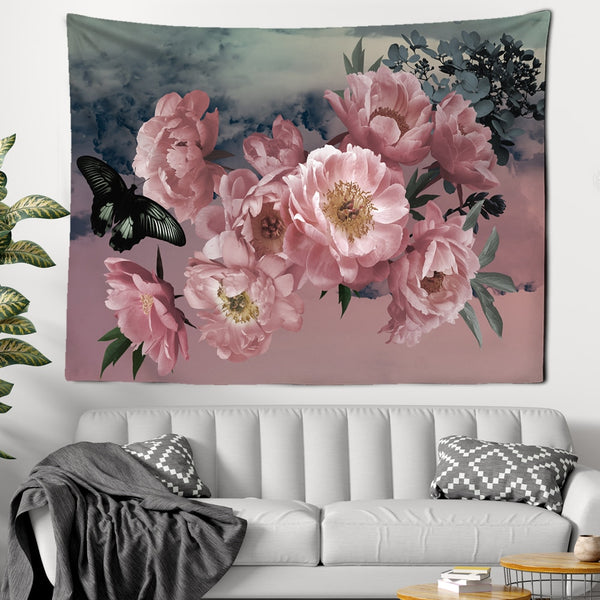 Flowers Wall Tapestry | Pink rosed Floral | Home Decoration Bedroom living room